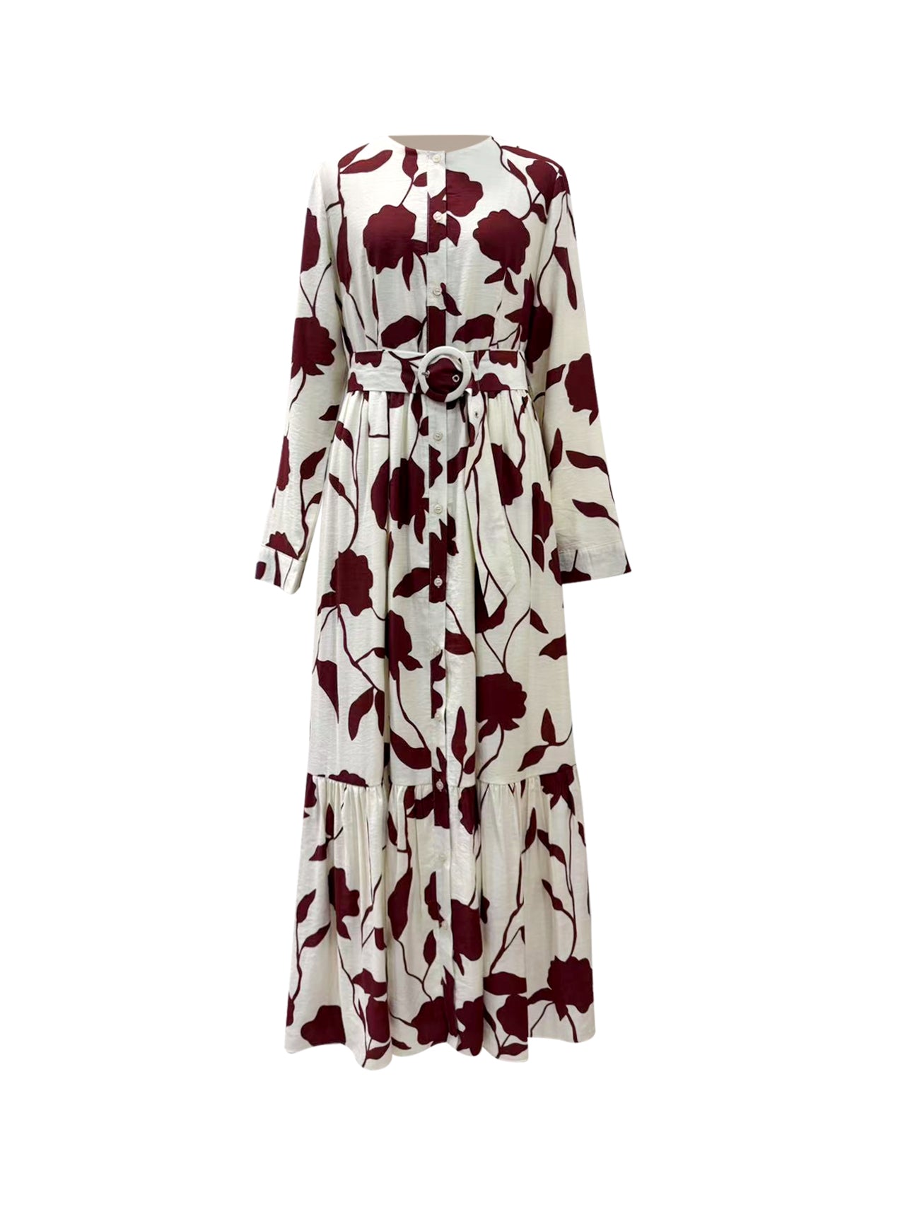 Reem Button Floral Maxi - Carnation