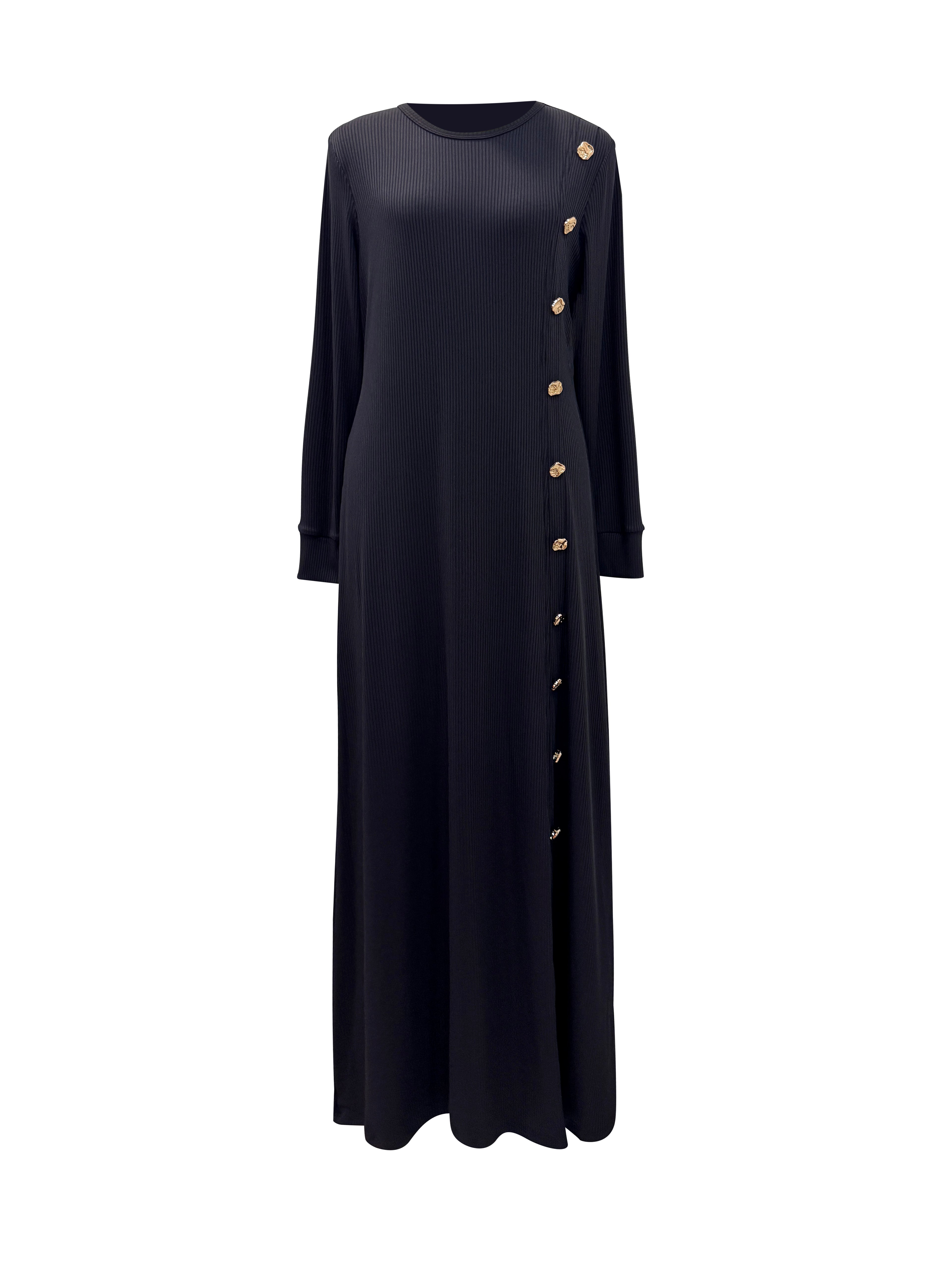 Lujain Ribbed Dress - Midnight Black