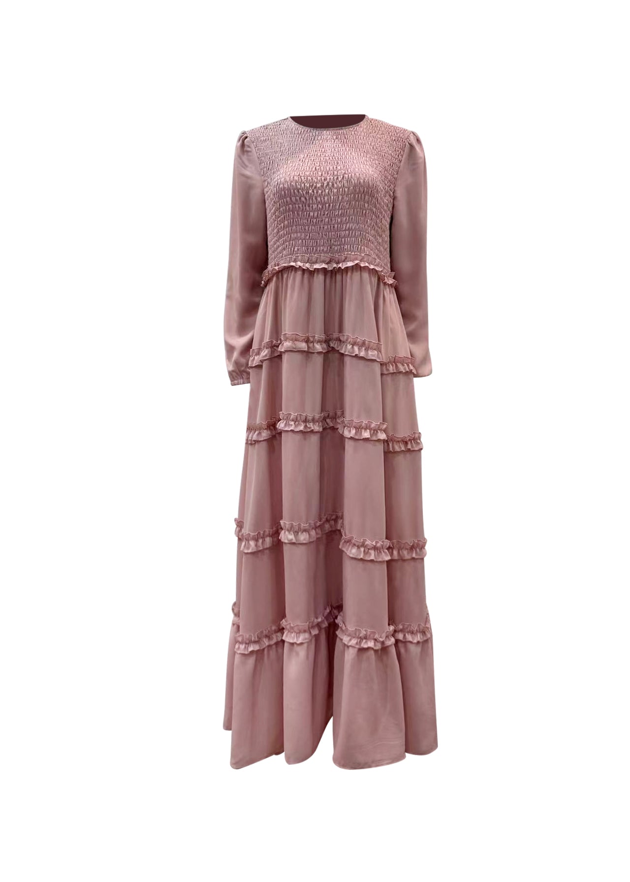 Salwa Smocked Tiered Maxi - Petal Pink