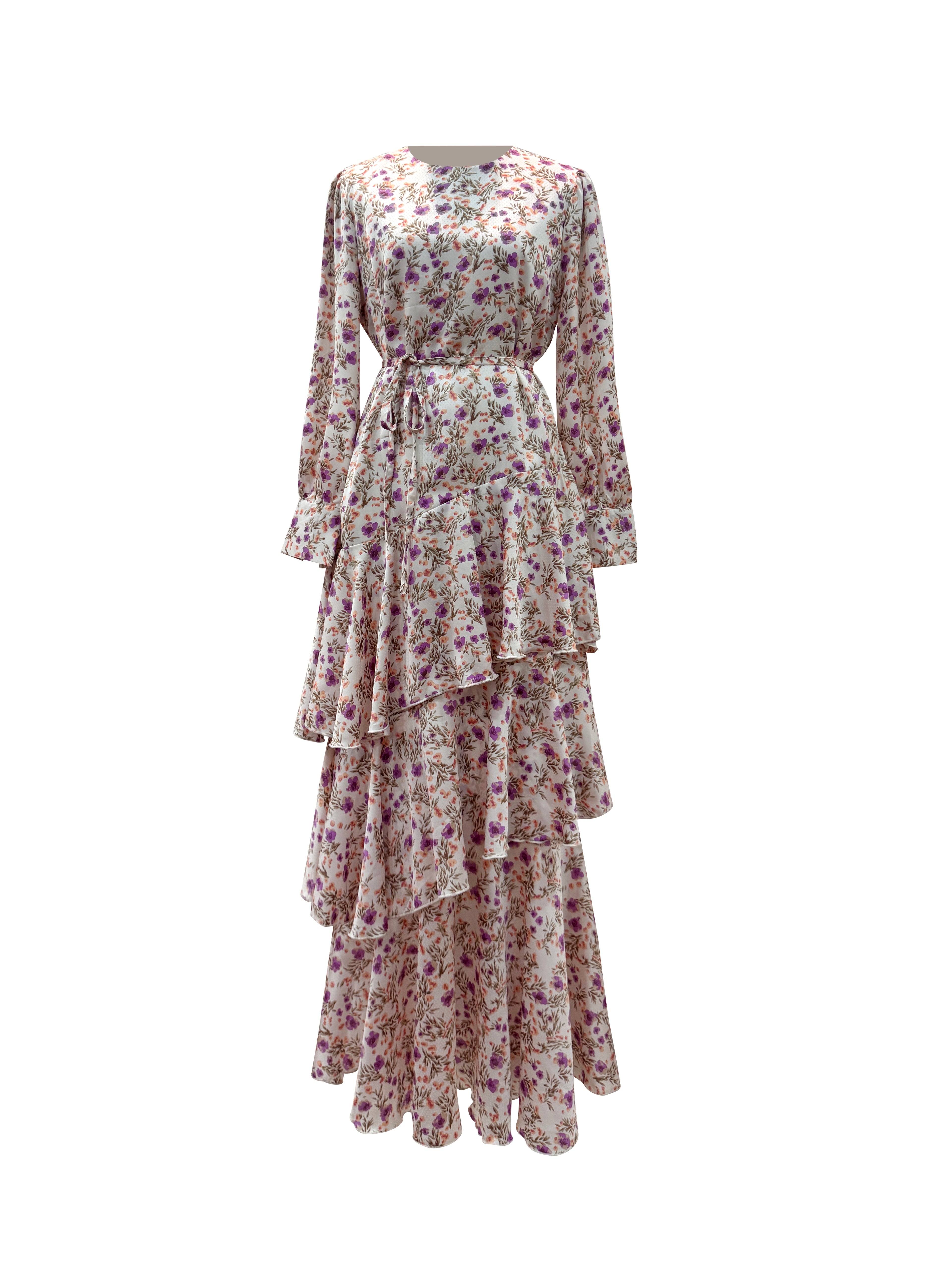 Seville Layered Satin Gown - Floral Bloom