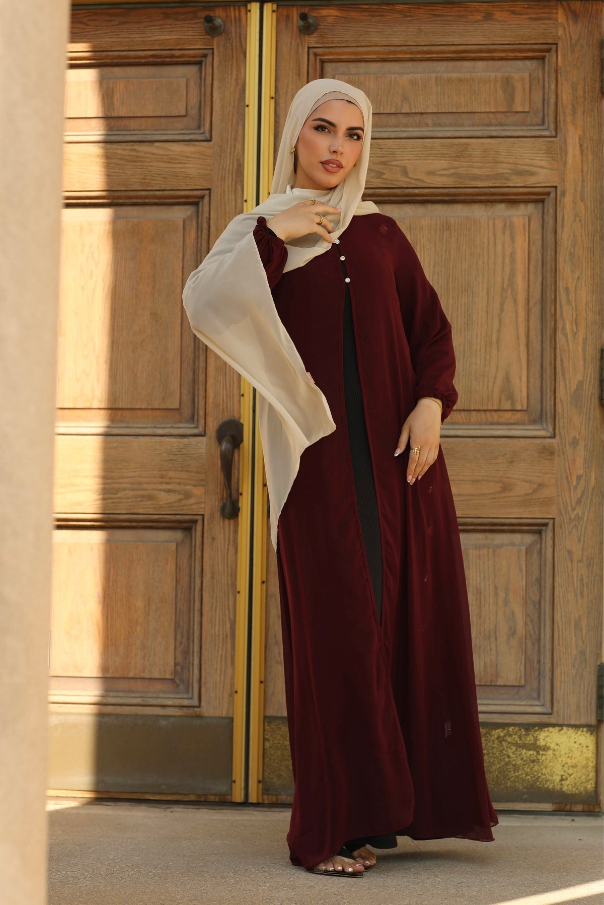 Hawa Chiffon Cardigan - Maroon