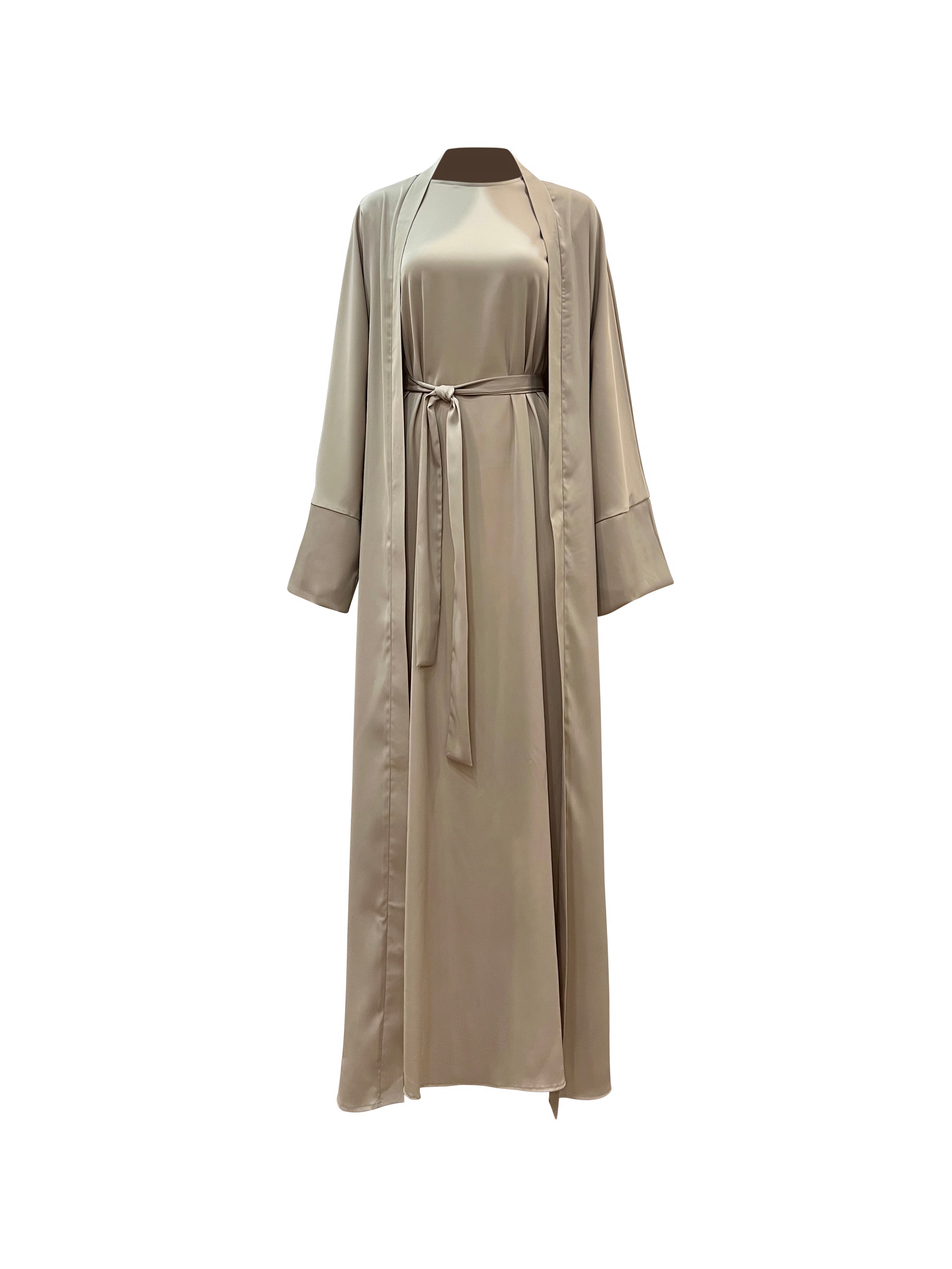 Marjan Kimono Abaya Set - Taupe Sand