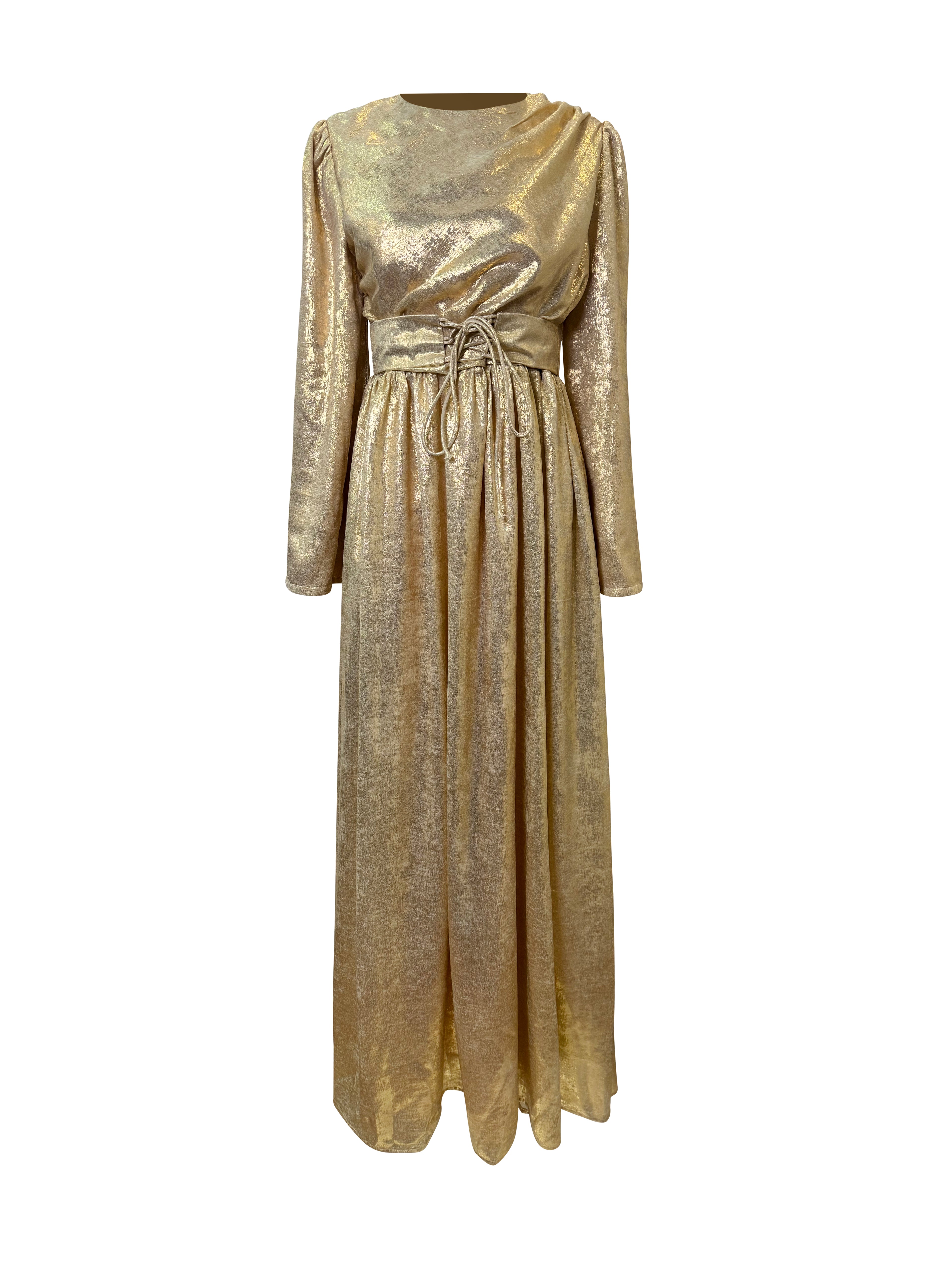 Hiba Metallic Maxi Gown - Gilded Gold