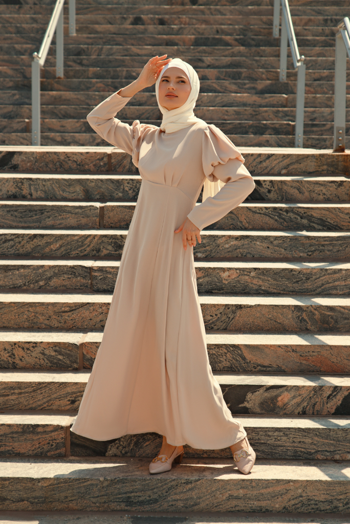Nude colour maxi dress best sale