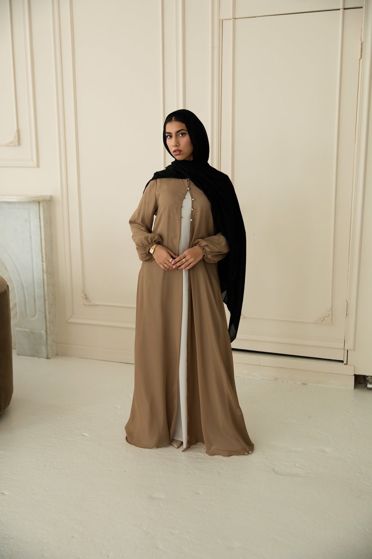 Hawa Chiffon Cardigan - Creme Brulee