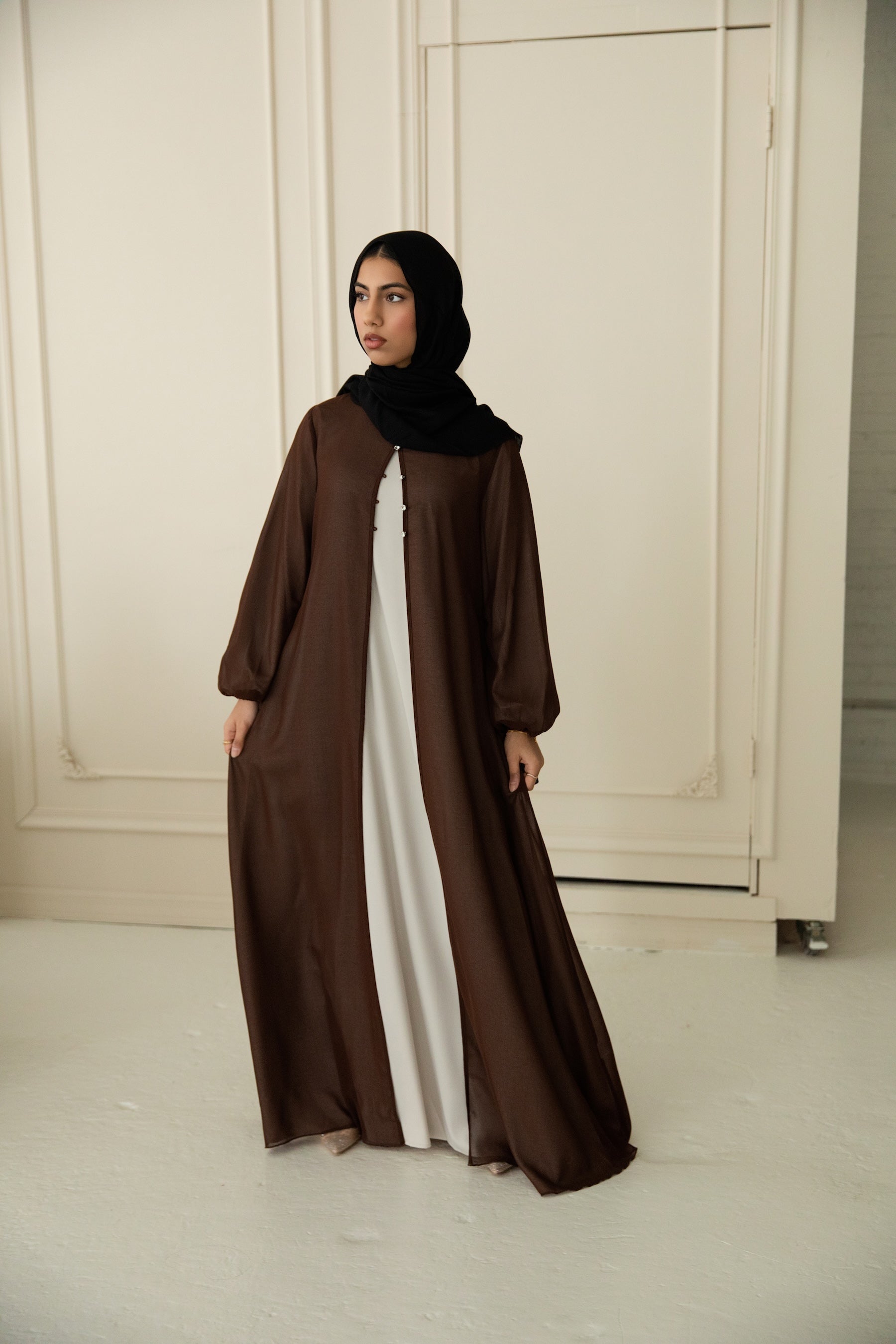 Hawa Chiffon Cardigan - Cocoa