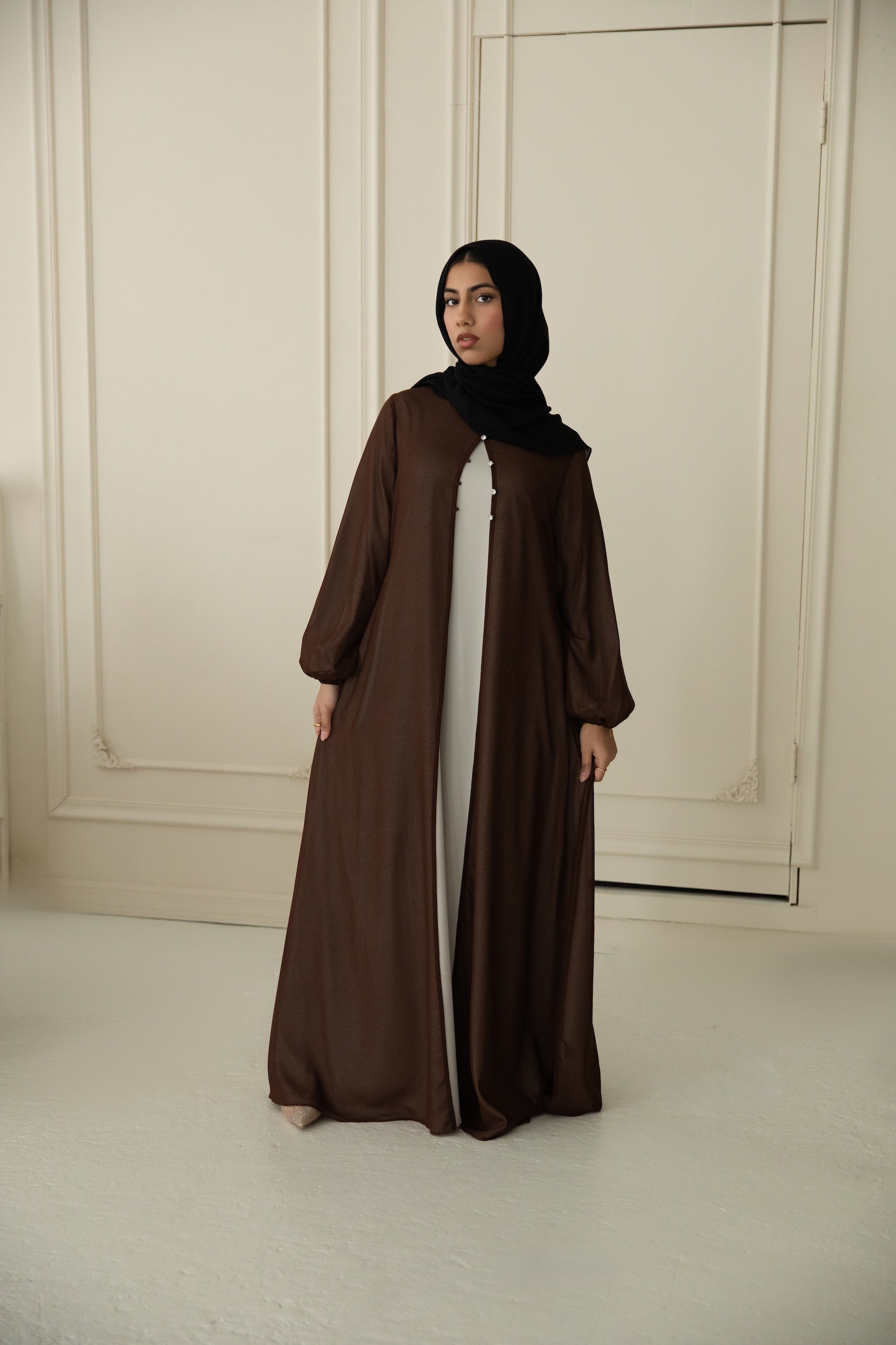 Hawa Chiffon Cardigan - Cocoa