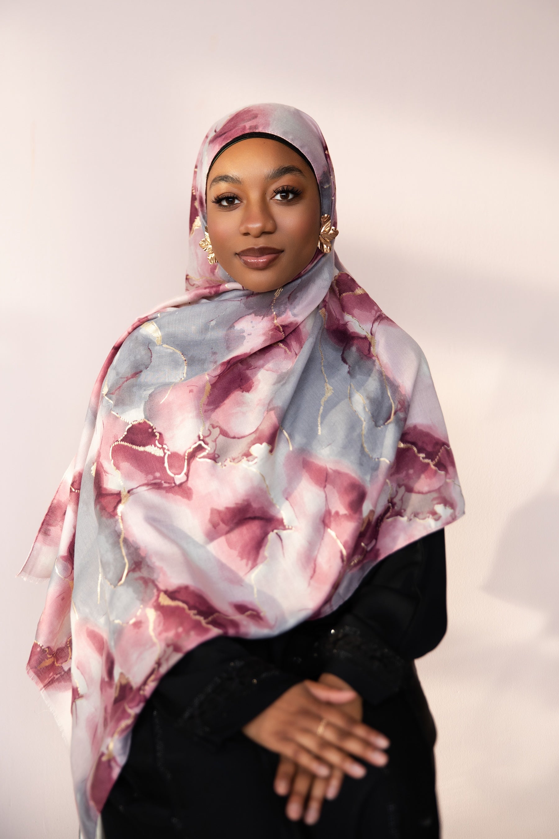 Rose Petal Marble Printed Viscose