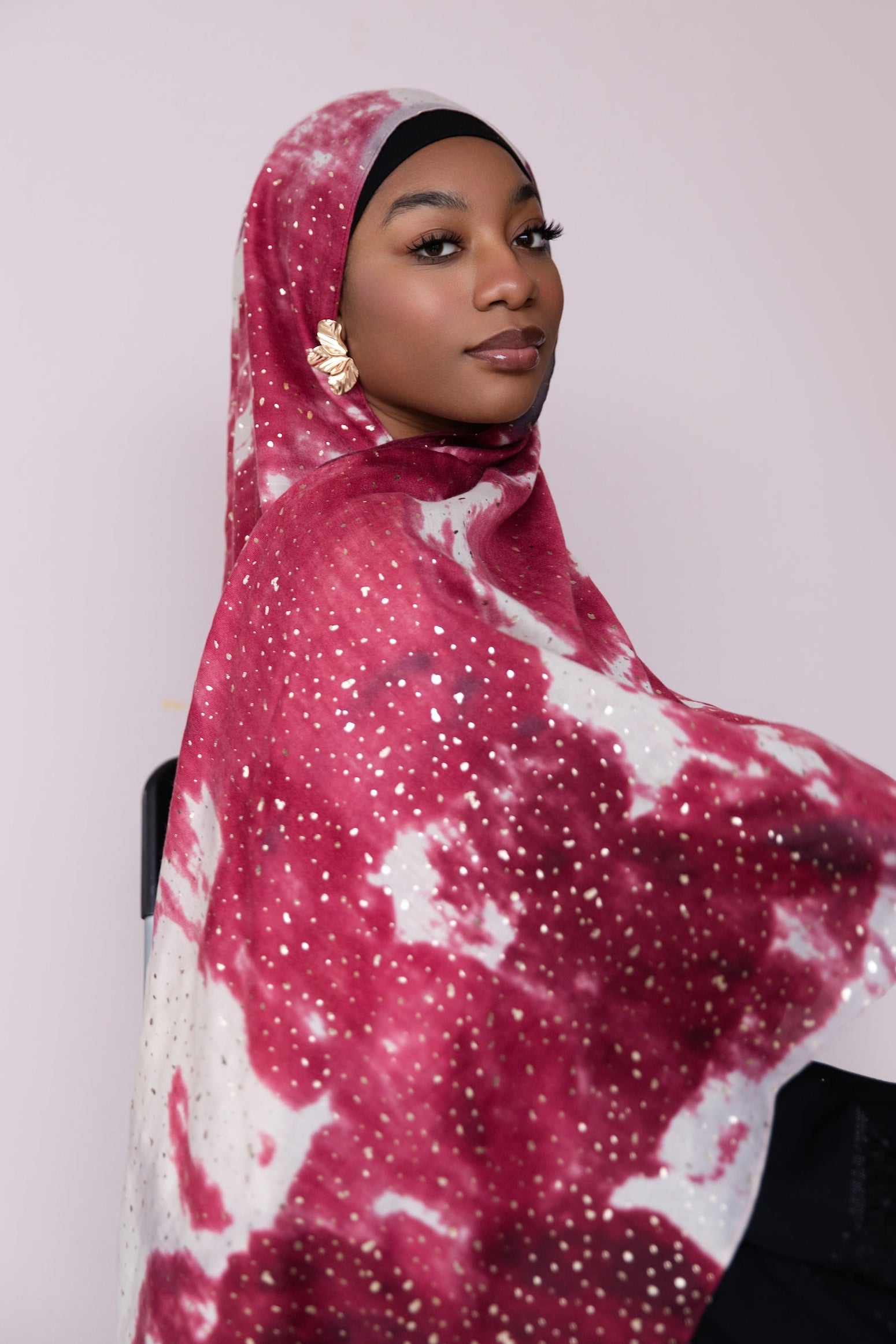 Crimson Stardust Printed Viscose