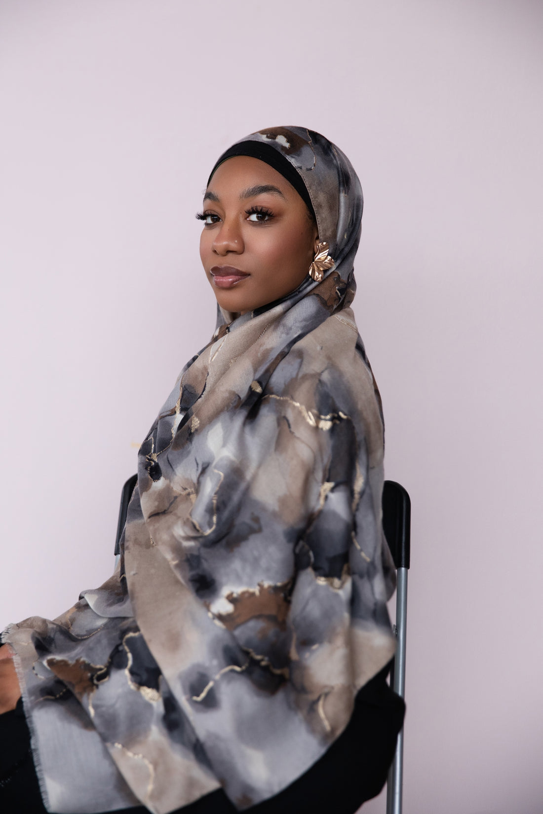 Bronze Petal Marble Printed Viscose