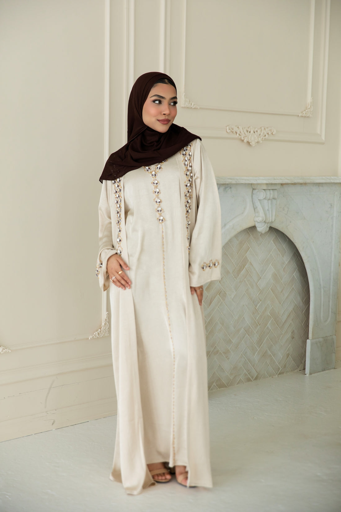 Inara Jewel Abaya Set - Sahara