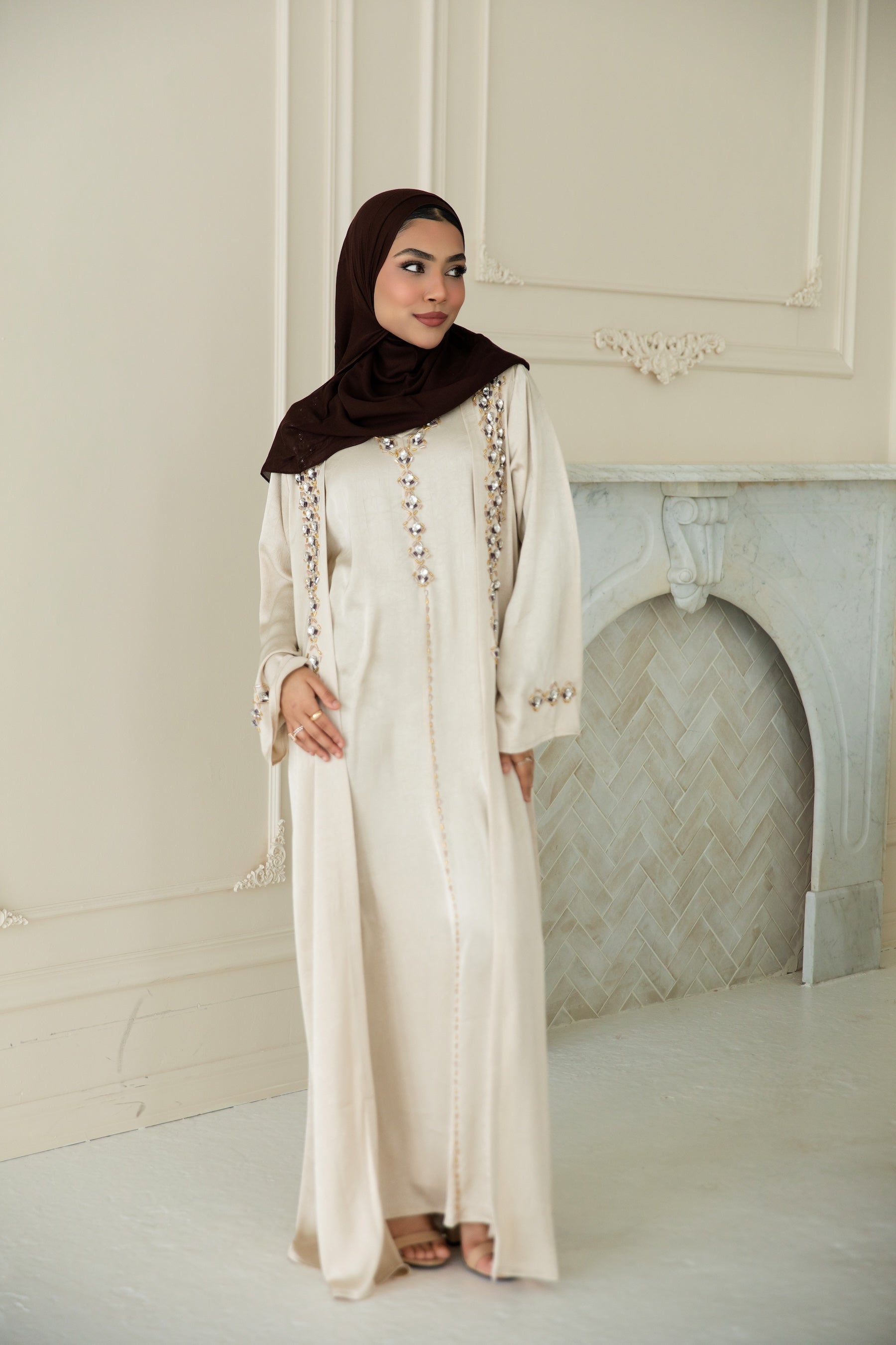 Inara Jewel Abaya Set - Sahara