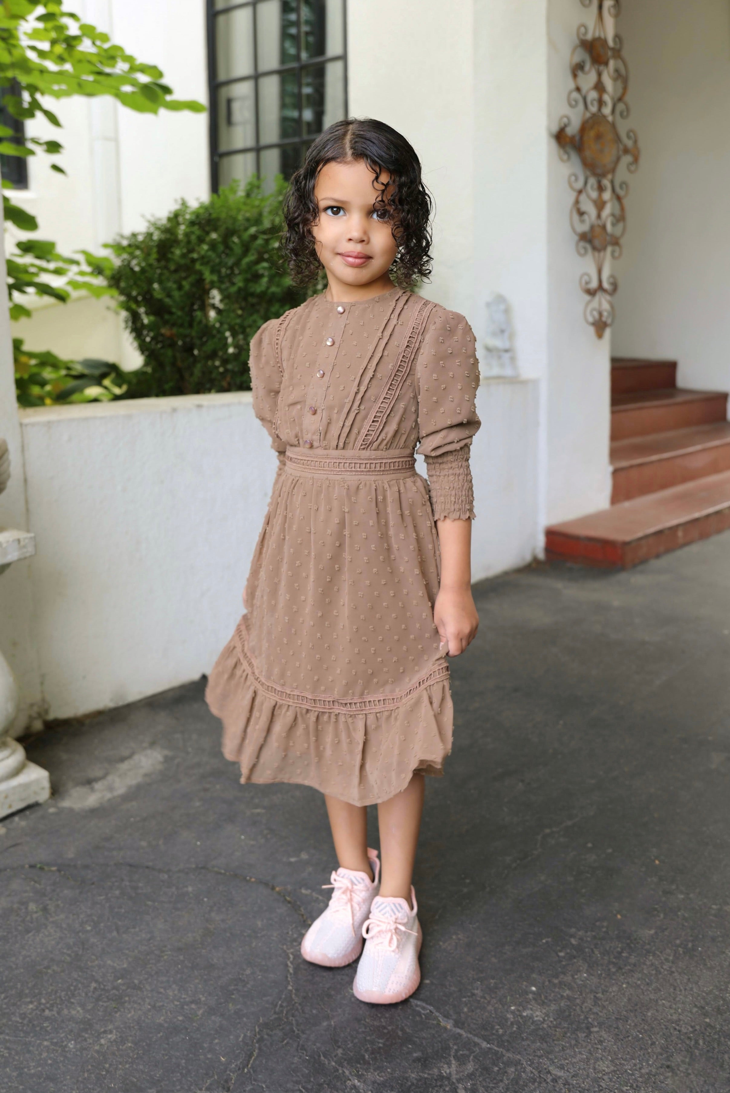 Mini Husna Embossed Maxi | Size 6 | Dark Chocolate | Embossed Bodice, Lace Paneling, Button-Down Front | Clothing | Niswa Fashion Mini Husna Embossed Maxi | Size 6 | Dark Chocolate | Embossed Bodice, Lace Paneling, Button-Down Front | Clothing | Niswa Fashion