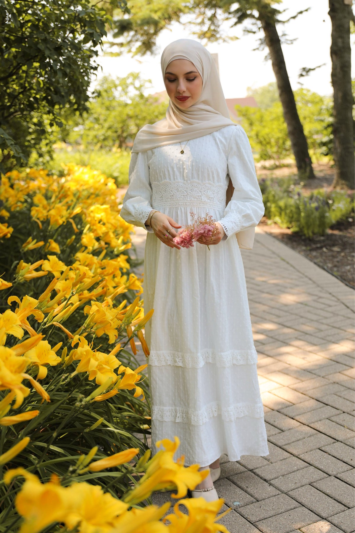 Nur Linen Maxi Dress - Cloud White