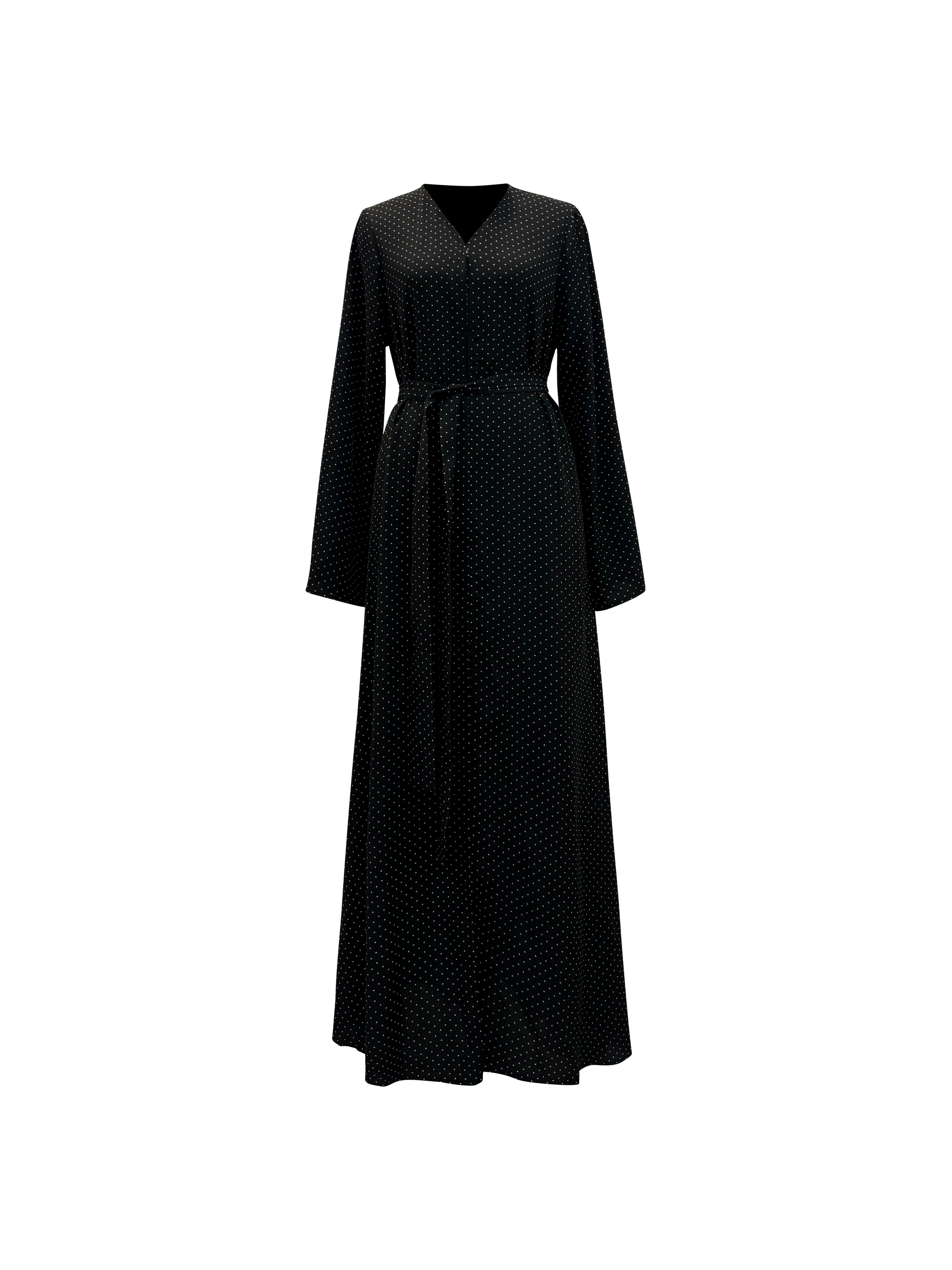 Qamar Kimono Abaya - Starlit Onyx