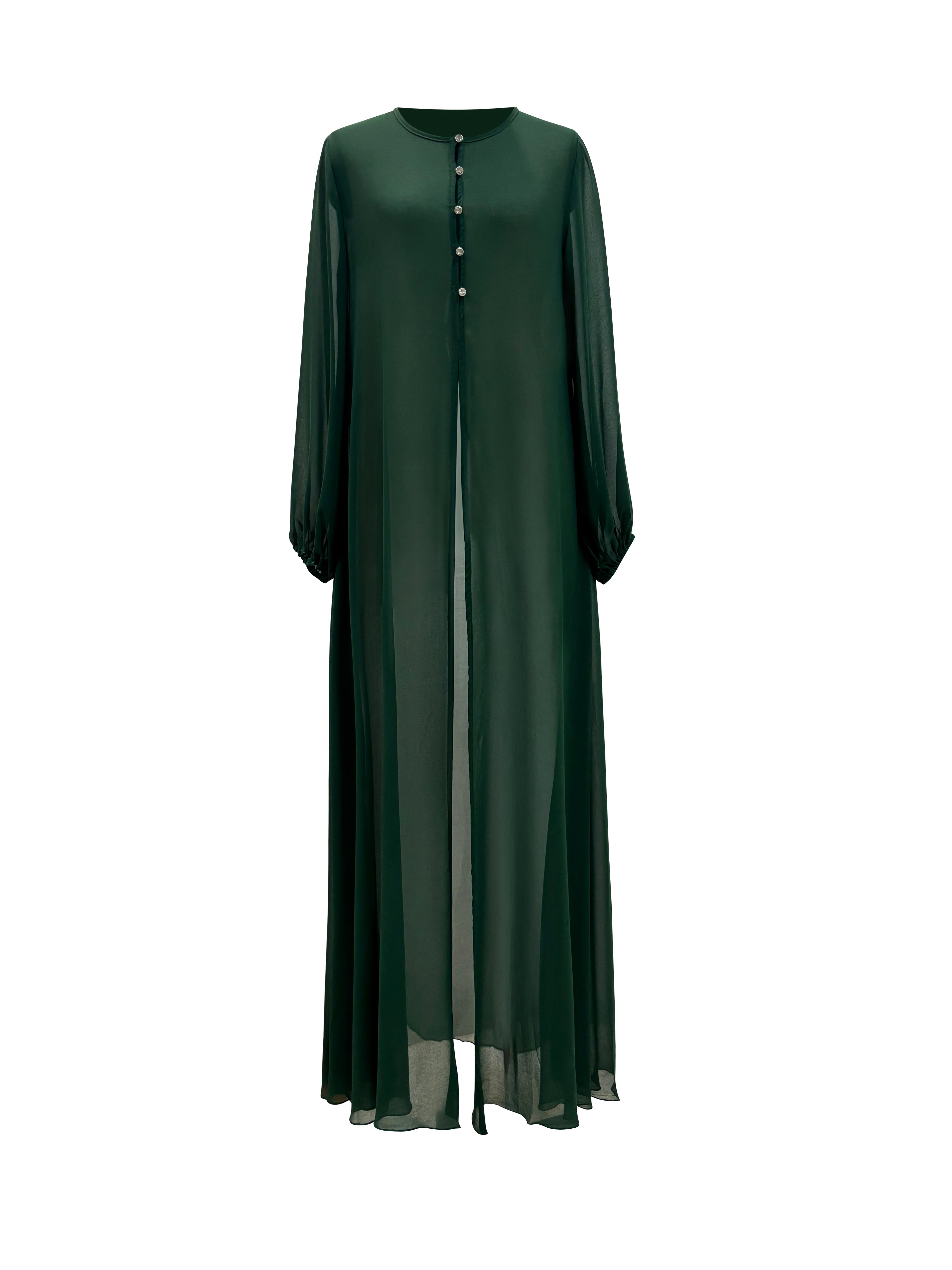 Hawa Chiffon Cardigan - Evergreen