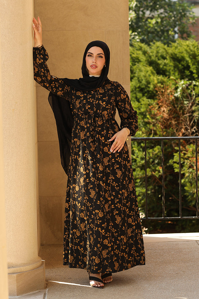 Samar Floral Dress - Golden Night