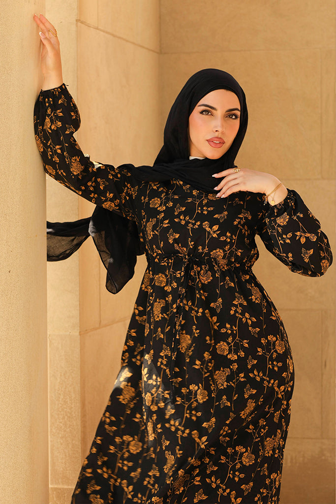 Samar Floral Dress - Golden Night