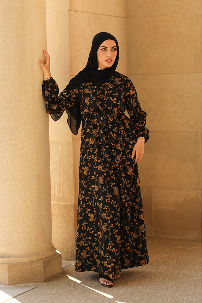 Samar Floral Dress - Golden Night