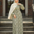 Tasneem Diamond Print Maxi - Olive Mosaic