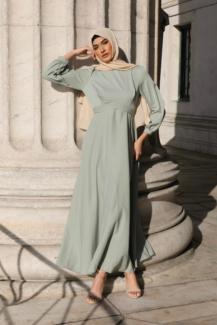 Imani Wrap Maxi Dress - Pastel Mint