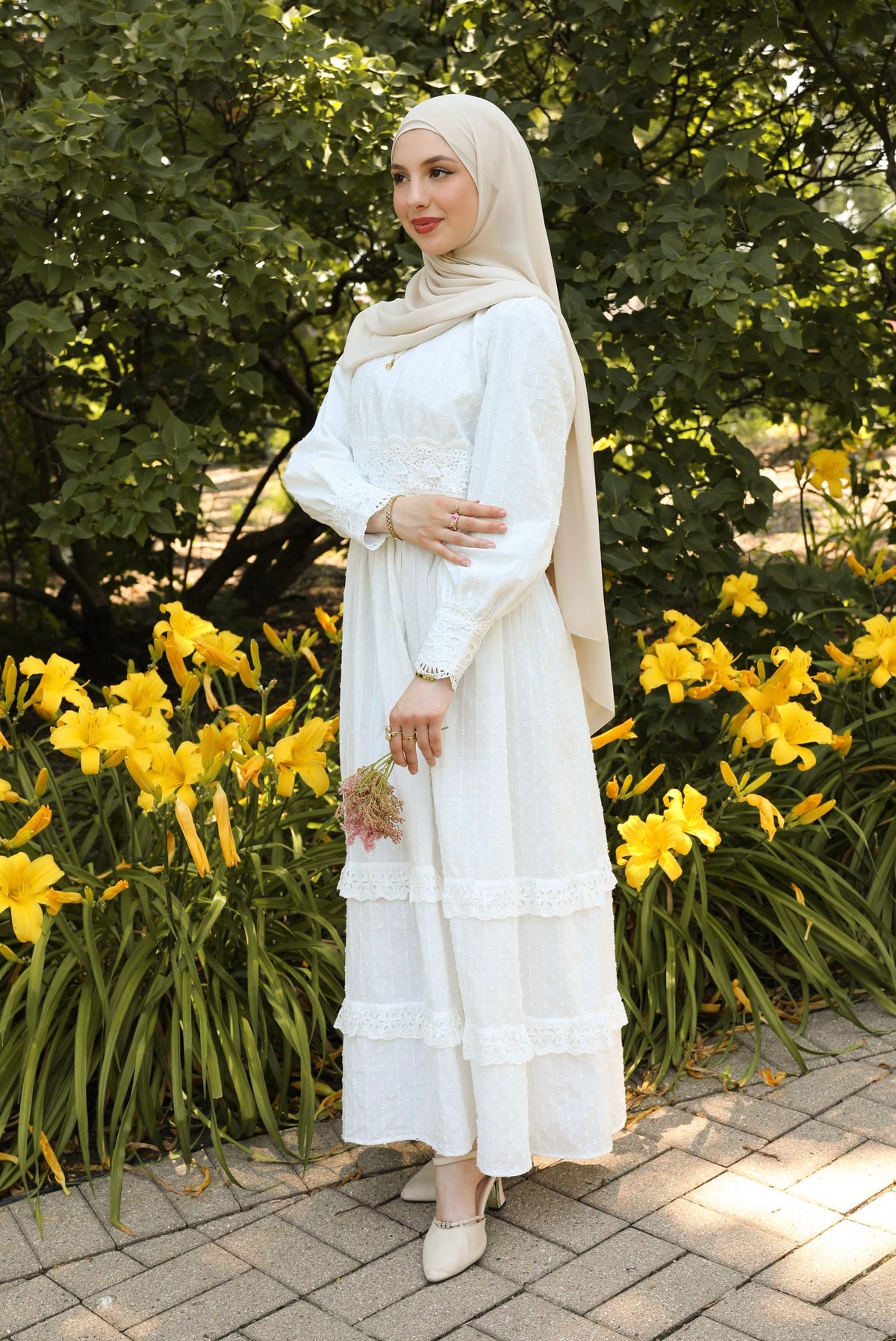 Nur Linen Maxi Dress - Cloud White