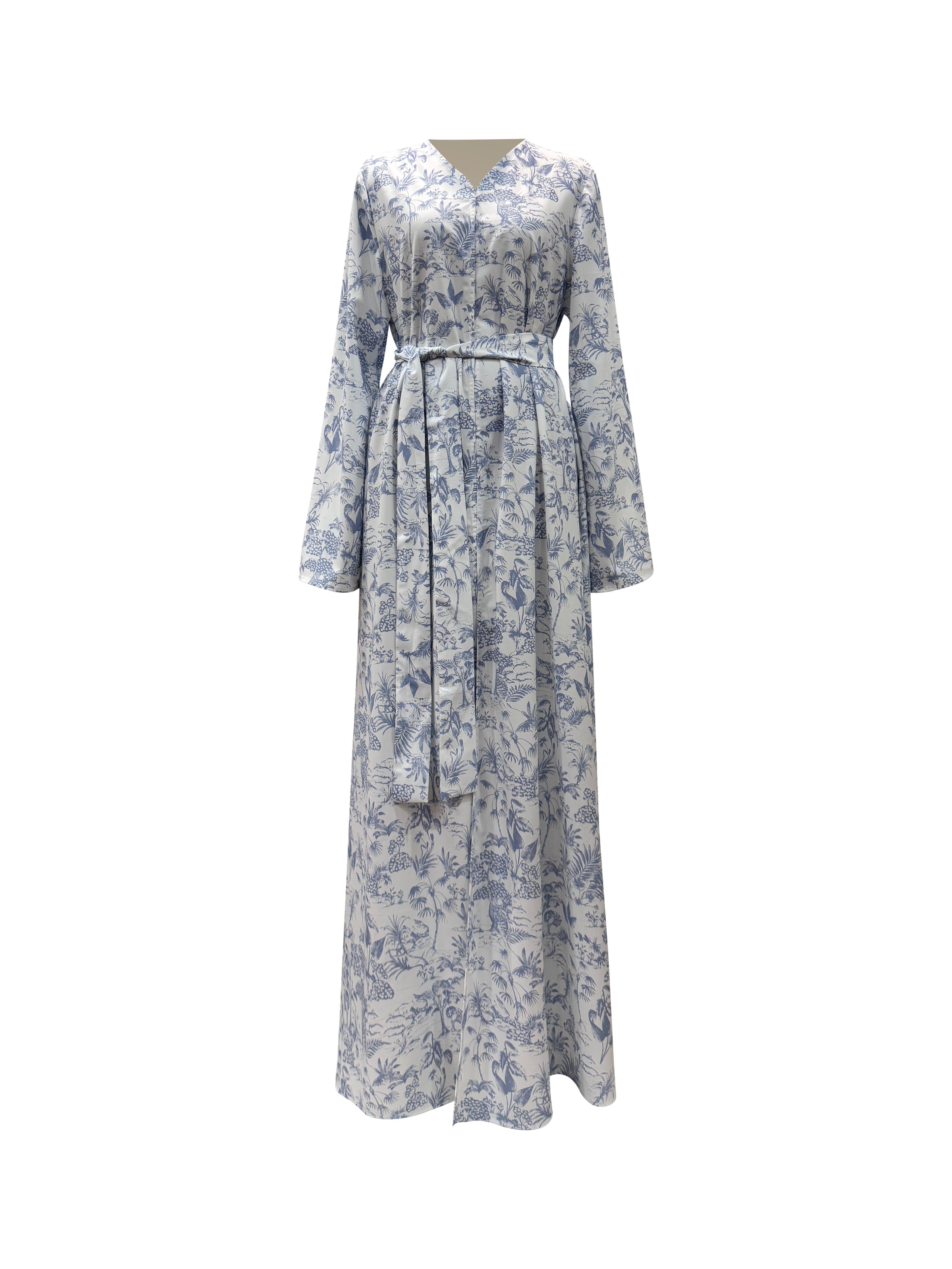 Nawar Toile Kimono Abaya – Bleu