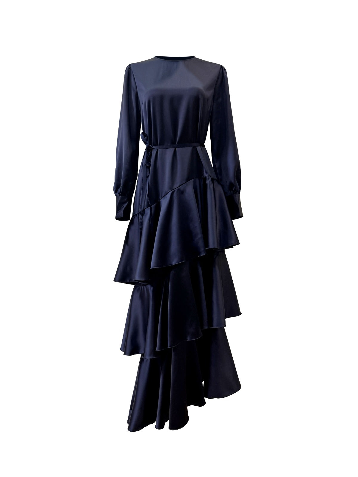 satin layered dress Mendice Satin Tiered Midi Dress MAGENTA / XS by Sugarlips