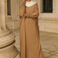 Madinah Smocked Sleeve Batwing Abaya - Biscotti