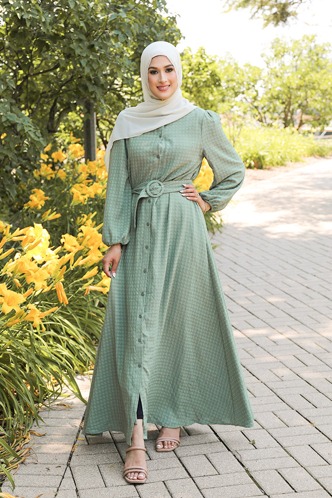 Rania Textured Maxi Dress - Meadow Green