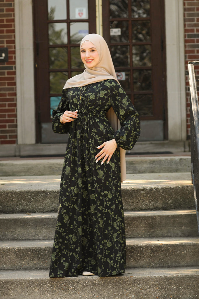 Samar Floral Dress - Midnight Garden