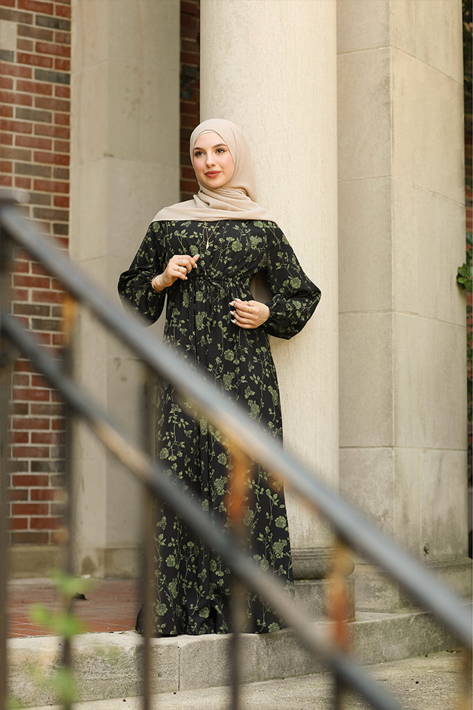 Samar Floral Dress - Midnight Garden
