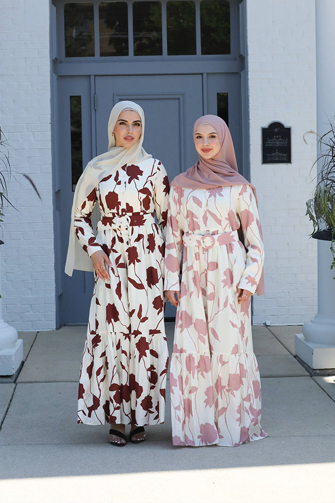 Reem Button Floral Maxi - Carnation