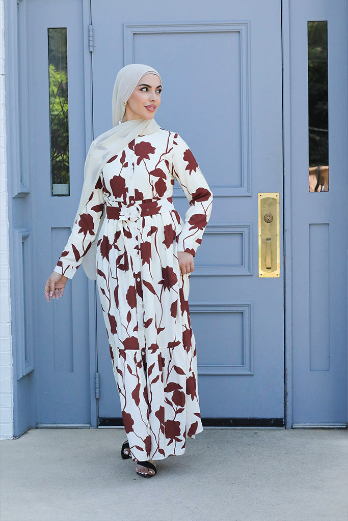 Reem Button Floral Maxi - Carnation