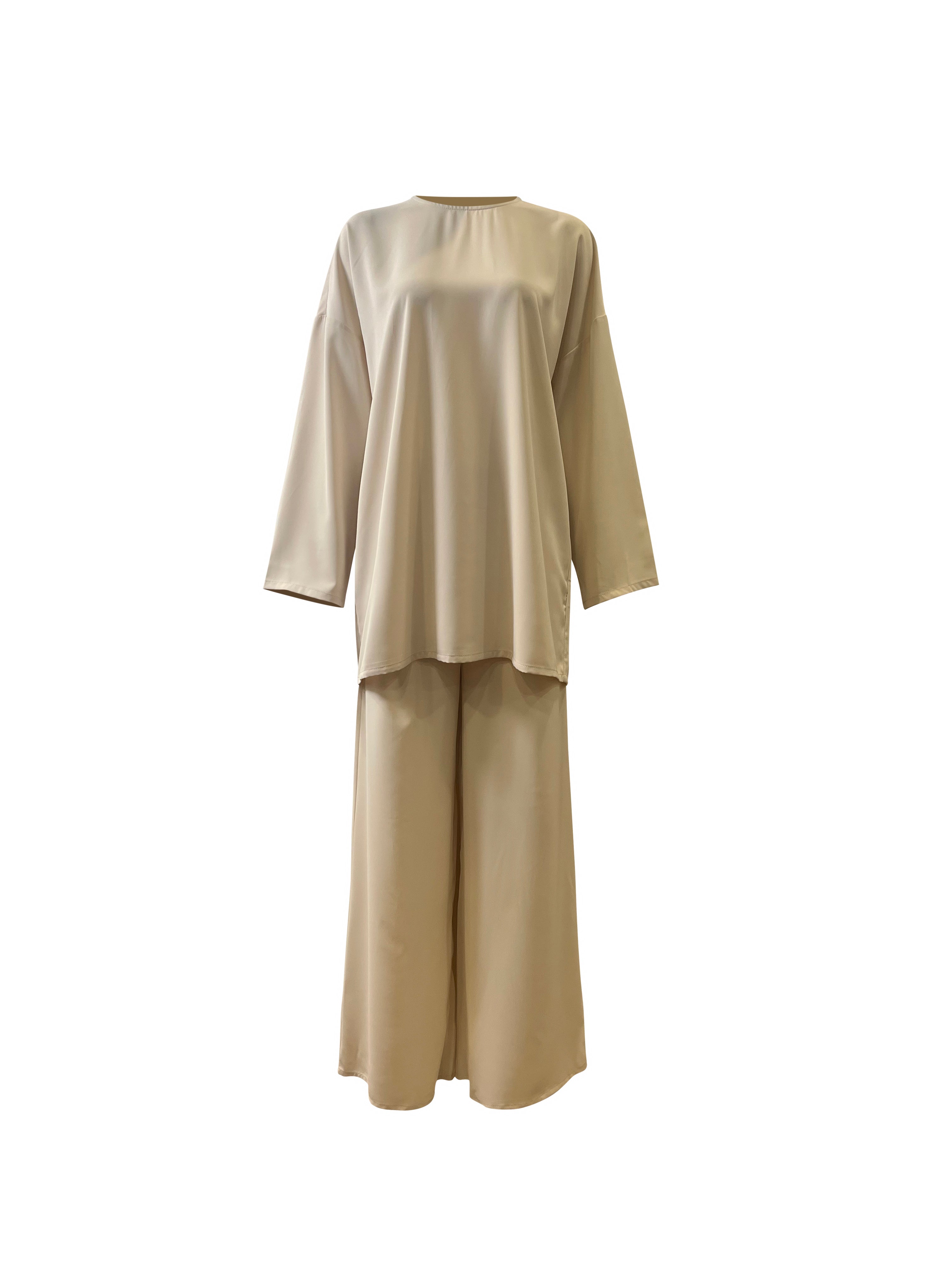 Serene Three Piece Abaya Matching Set - Pearl