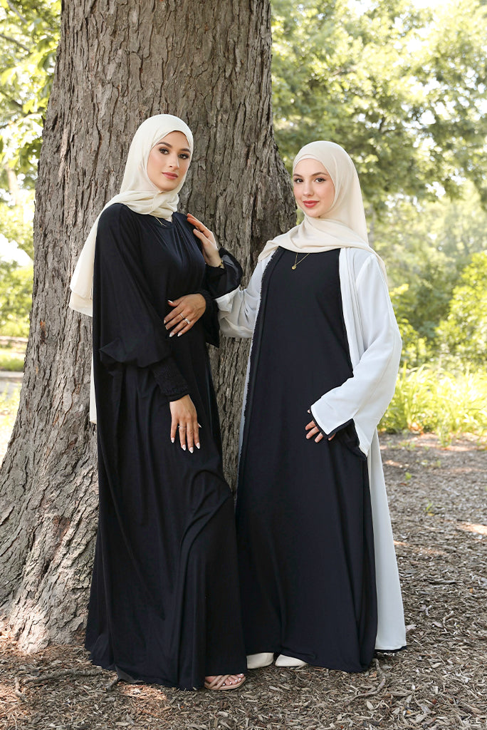 Alwan Reversible Kimono Abaya - Black & White