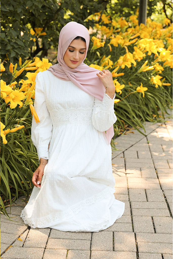 Nur Linen Maxi Dress - Cloud White