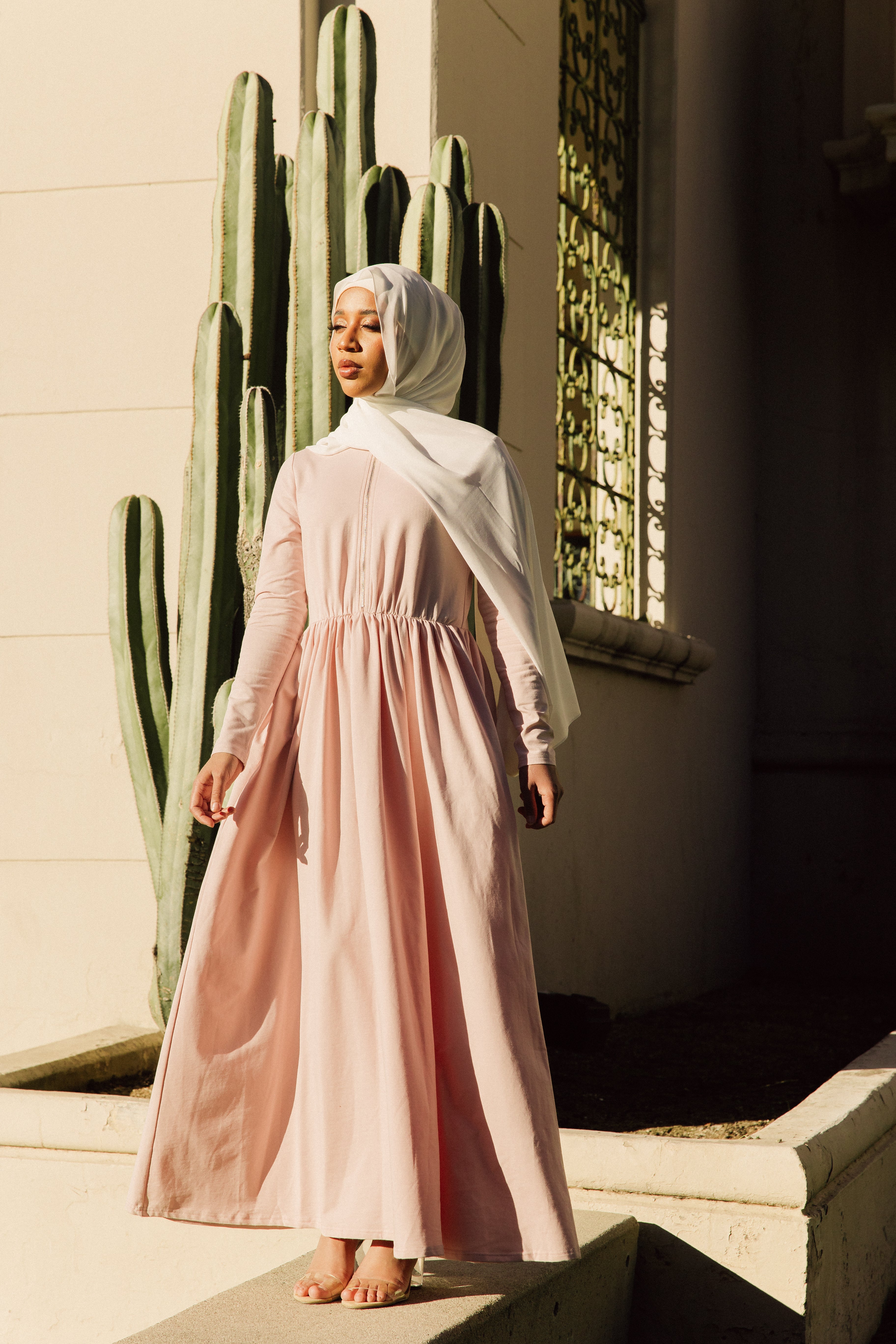 Aminah Zipper Jersey Dress - Pink