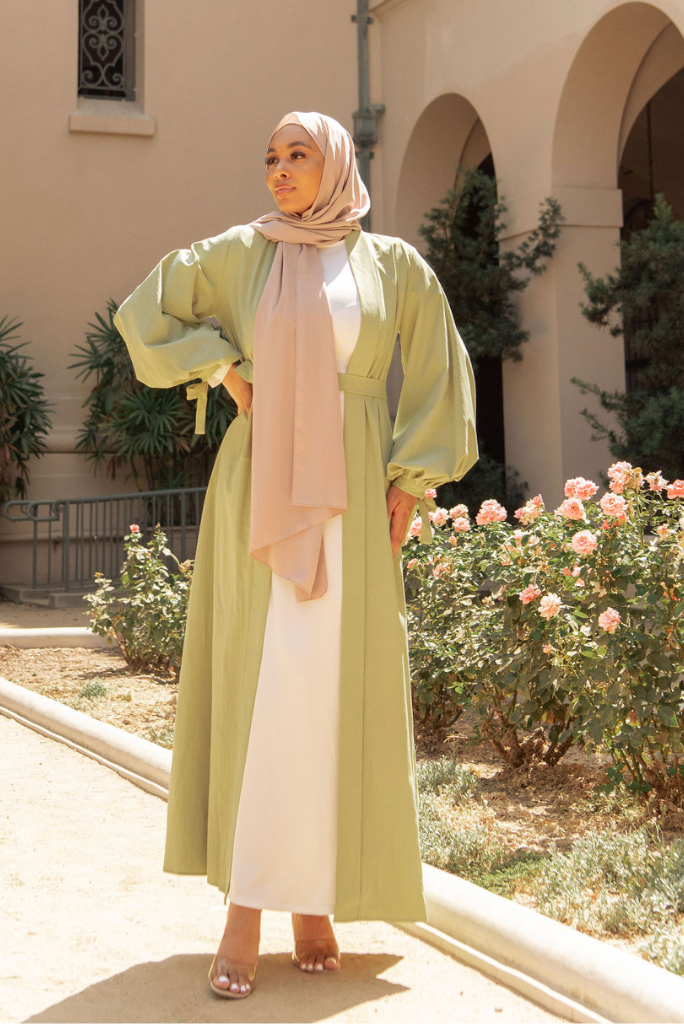 Vera Wrap Abaya - Deep Mint