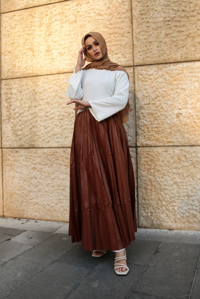 Waldorf Leather Pleated Maxi Skirt