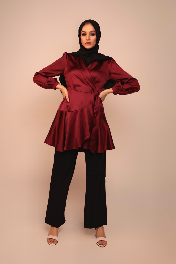 Mila Wrap Tunic - Ruby