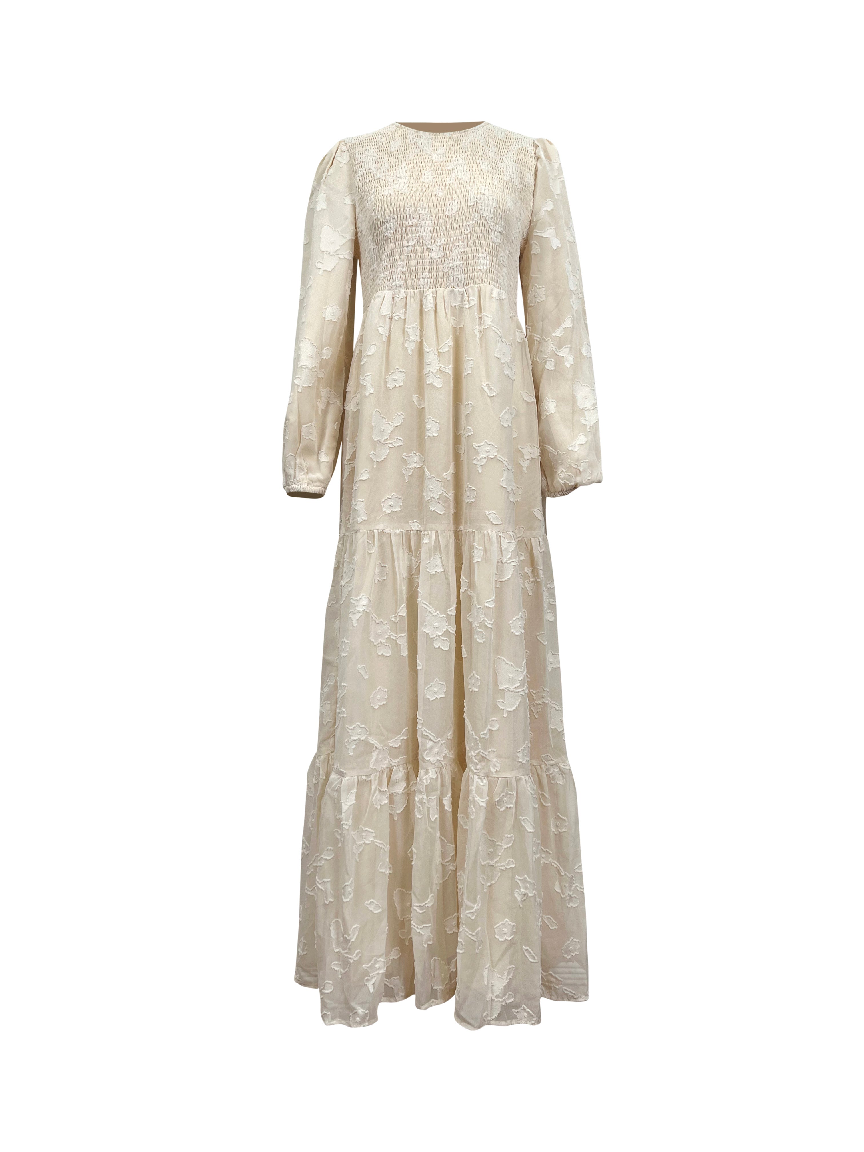 Melanie Embossed Maxi Dress - Cream