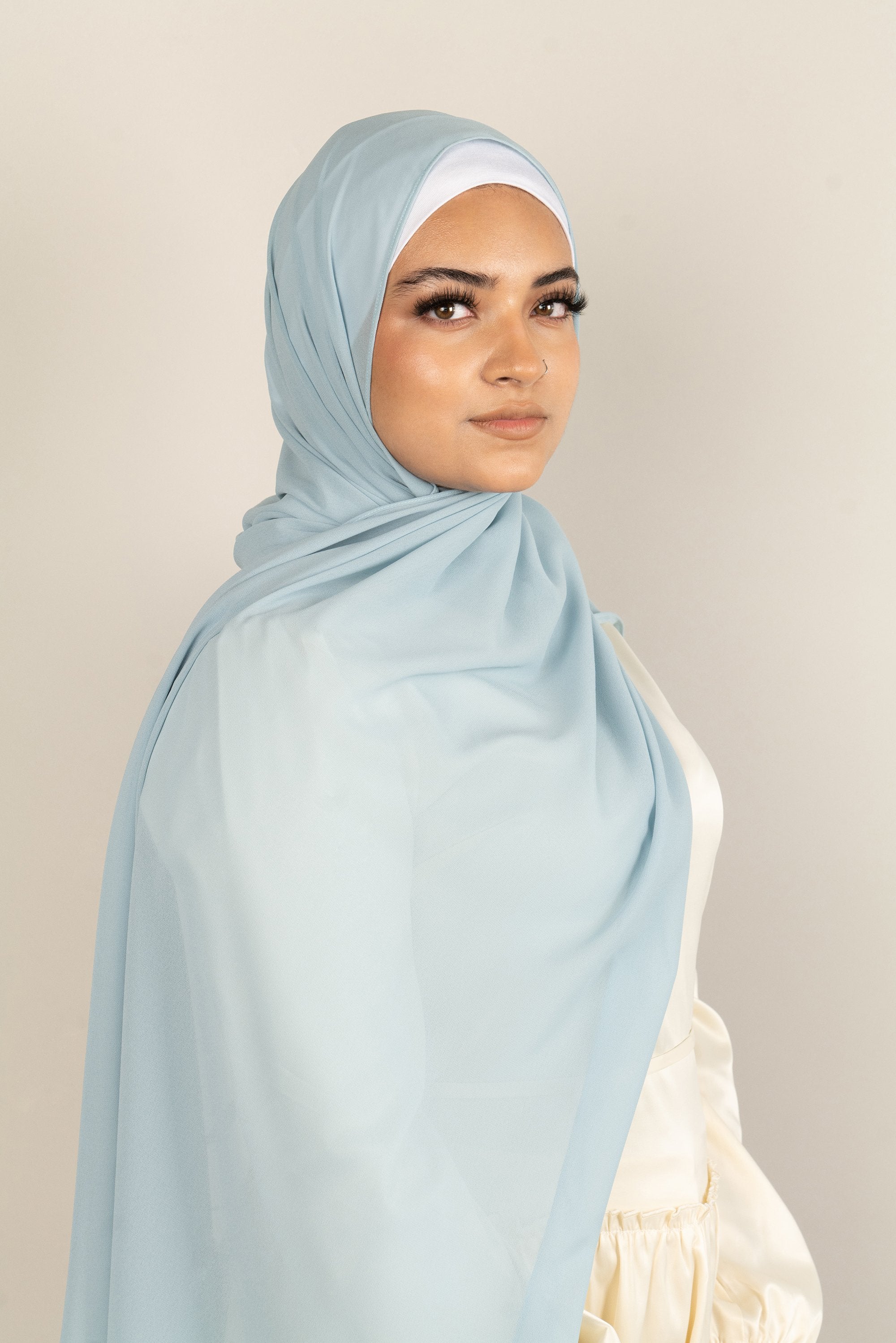 BLUE ALLURE Georgette Chiffon Scarf-AllScarves-Niswa Fashion