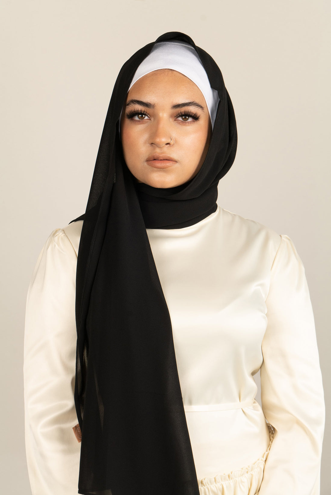 EBONY Georgette Chiffon Scarf-AllScarves-Niswa Fashion