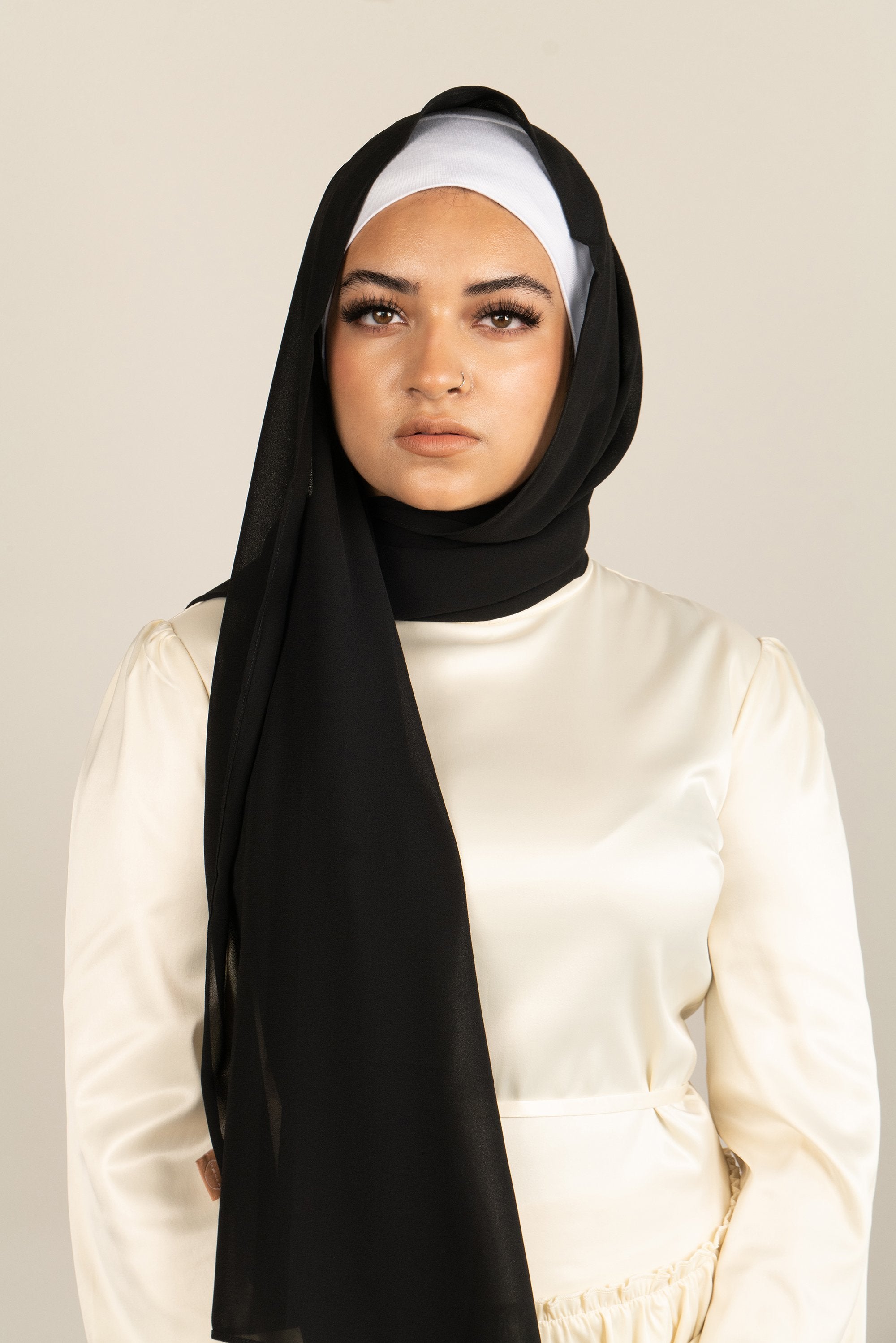 EBONY Georgette Chiffon Scarf-AllScarves-Niswa Fashion