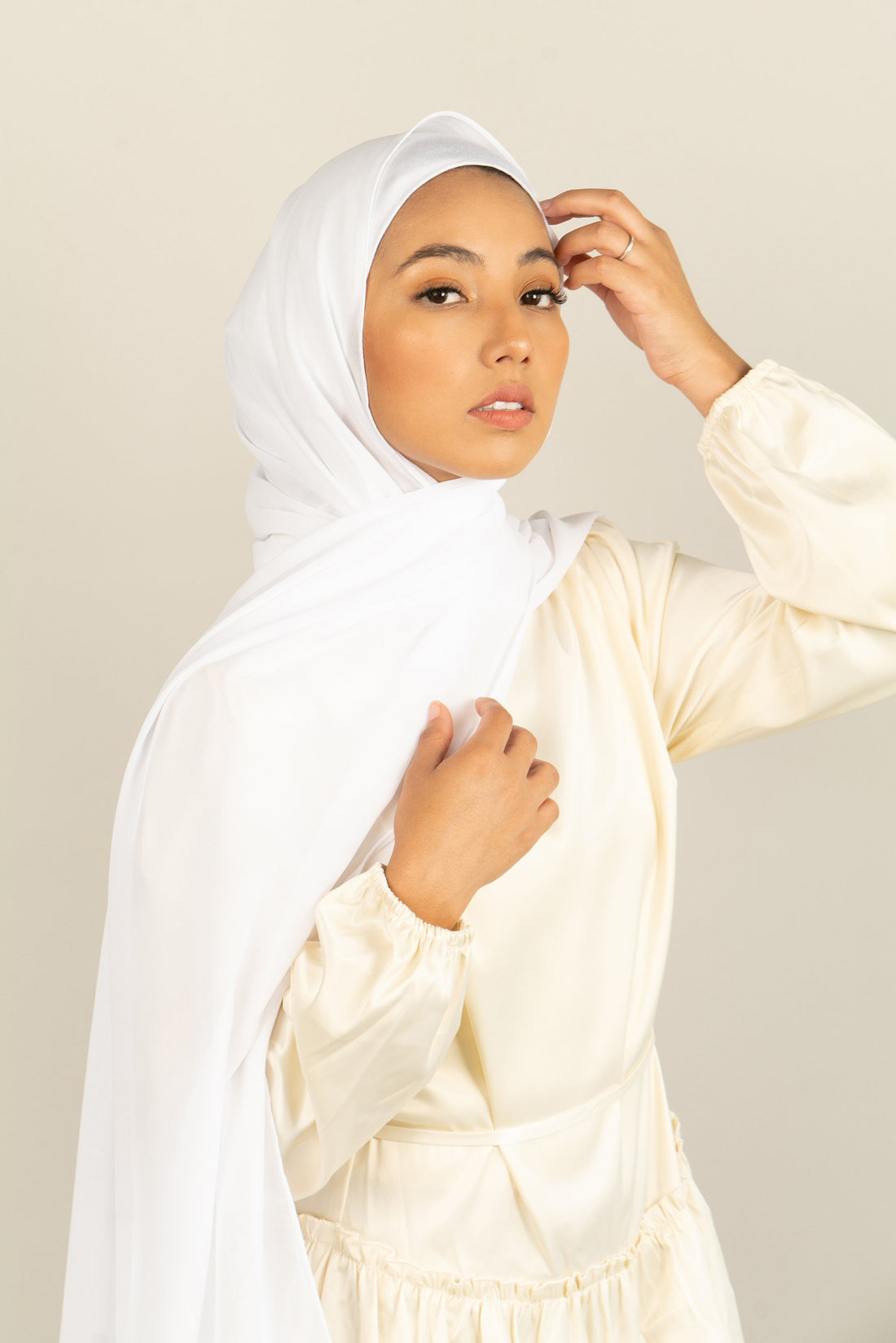 GLISTENING SNOW Georgette Chiffon Scarf-AllScarves-Niswa Fashion