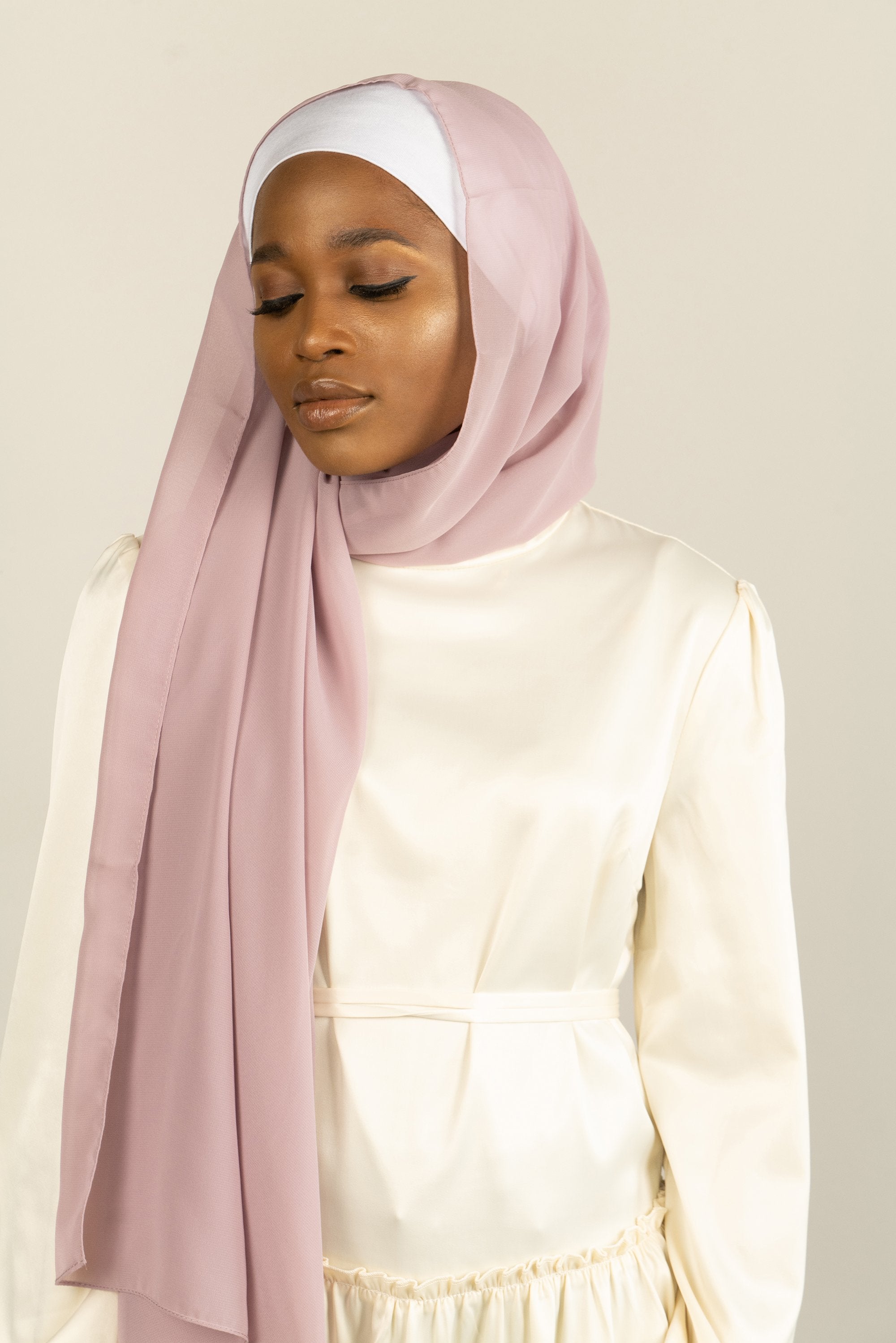 MAUVE MIST Georgette Chiffon Scarf-AllScarves-Niswa Fashion
