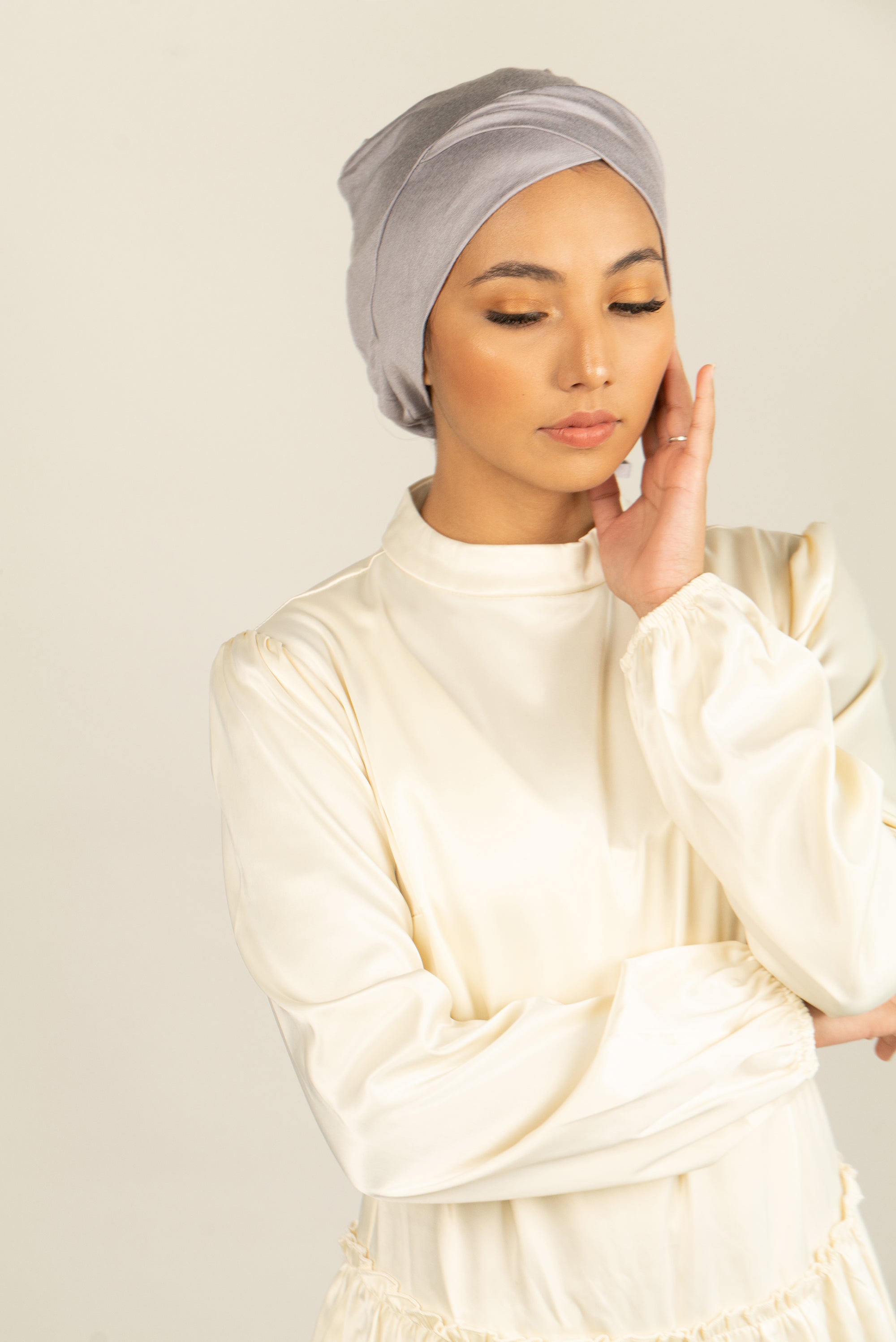 Tie Back Hijab Cap - Gray