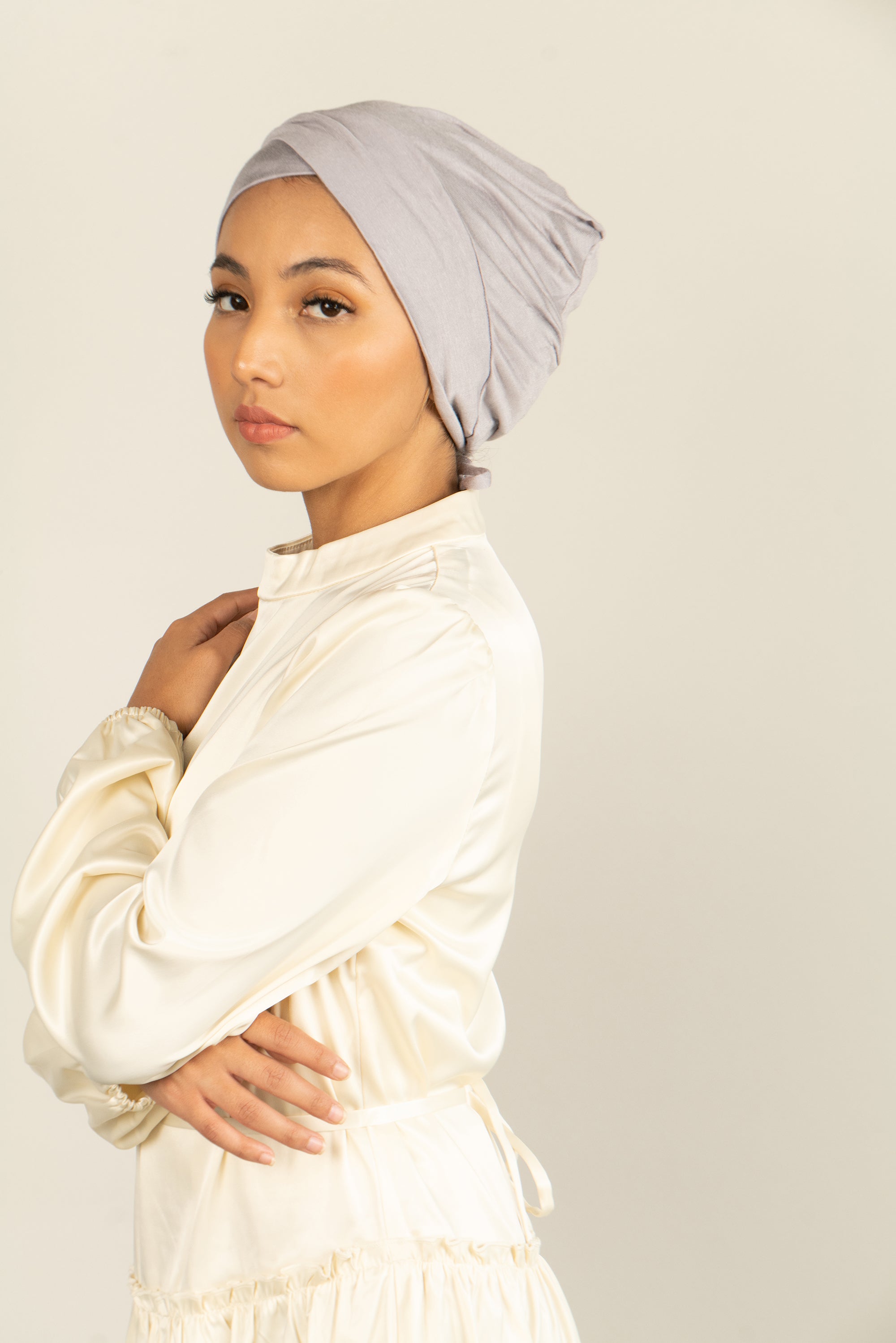 Tie Back Hijab Cap - Gray