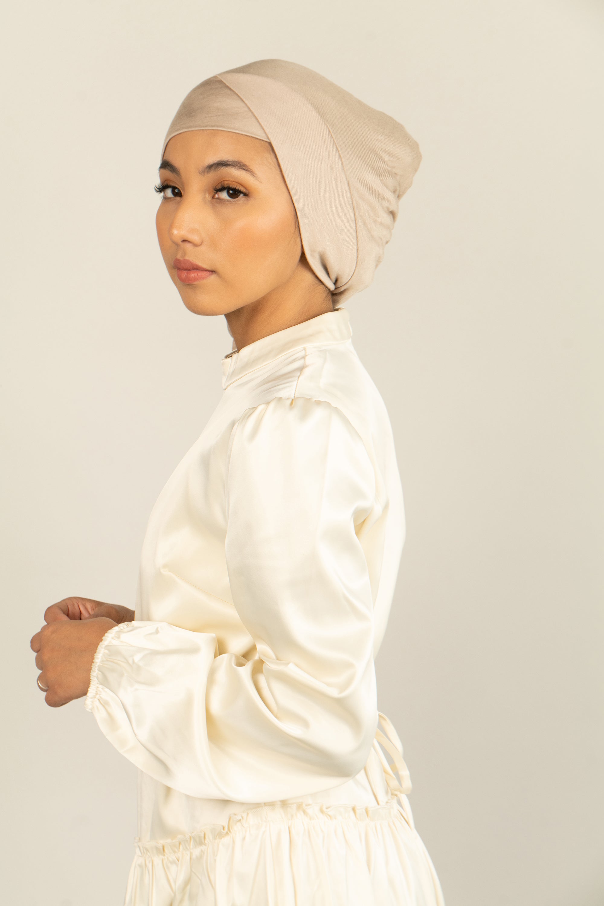 Tie Back Hijab Cap - Nude